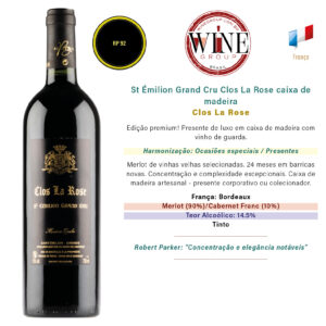 St Émilion Grand Cru Clos La Rose caixa de madeira